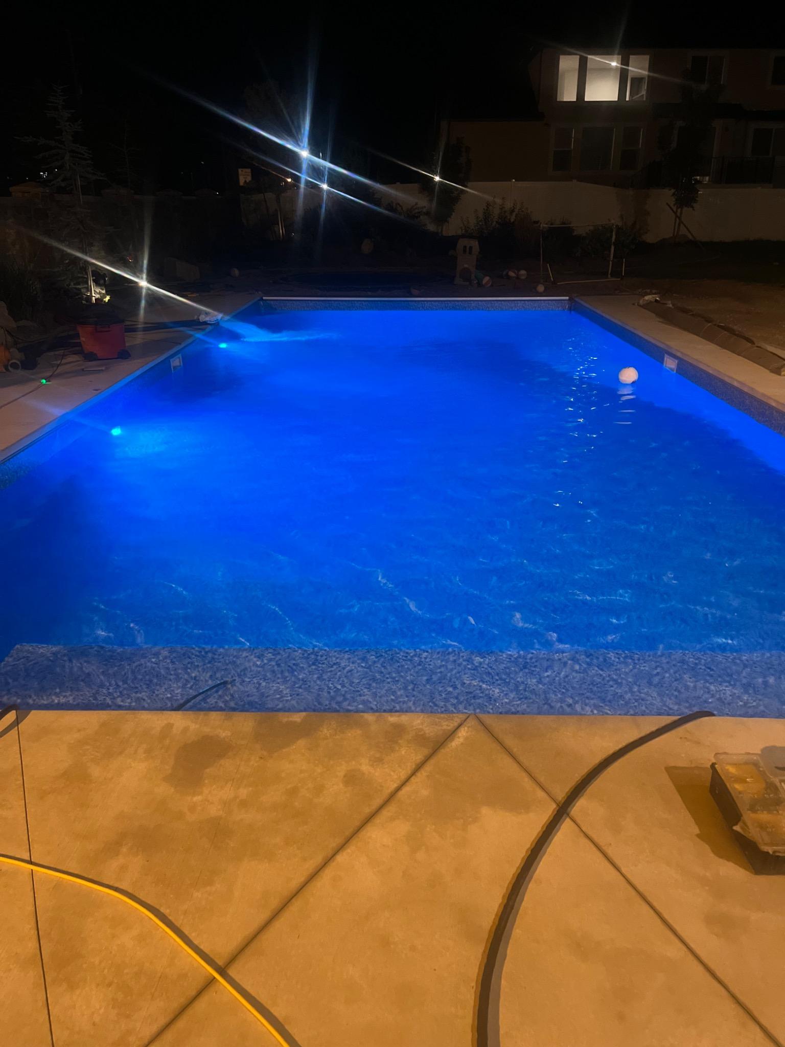 Completed swimming pool with coordinated finishes